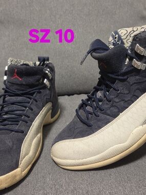 Jordan Men's High-Top Sneakers in Navy, White and Red Accents